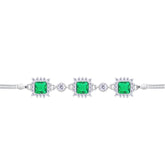 Asfour Crystal Tennis Bracelet With Turquoise Pear & Emerald Zircon In 925 Sterling Silver